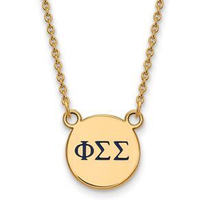 14K Plated Silver Phi Sigma Sigma Small Blue Enamel Greek Necklace